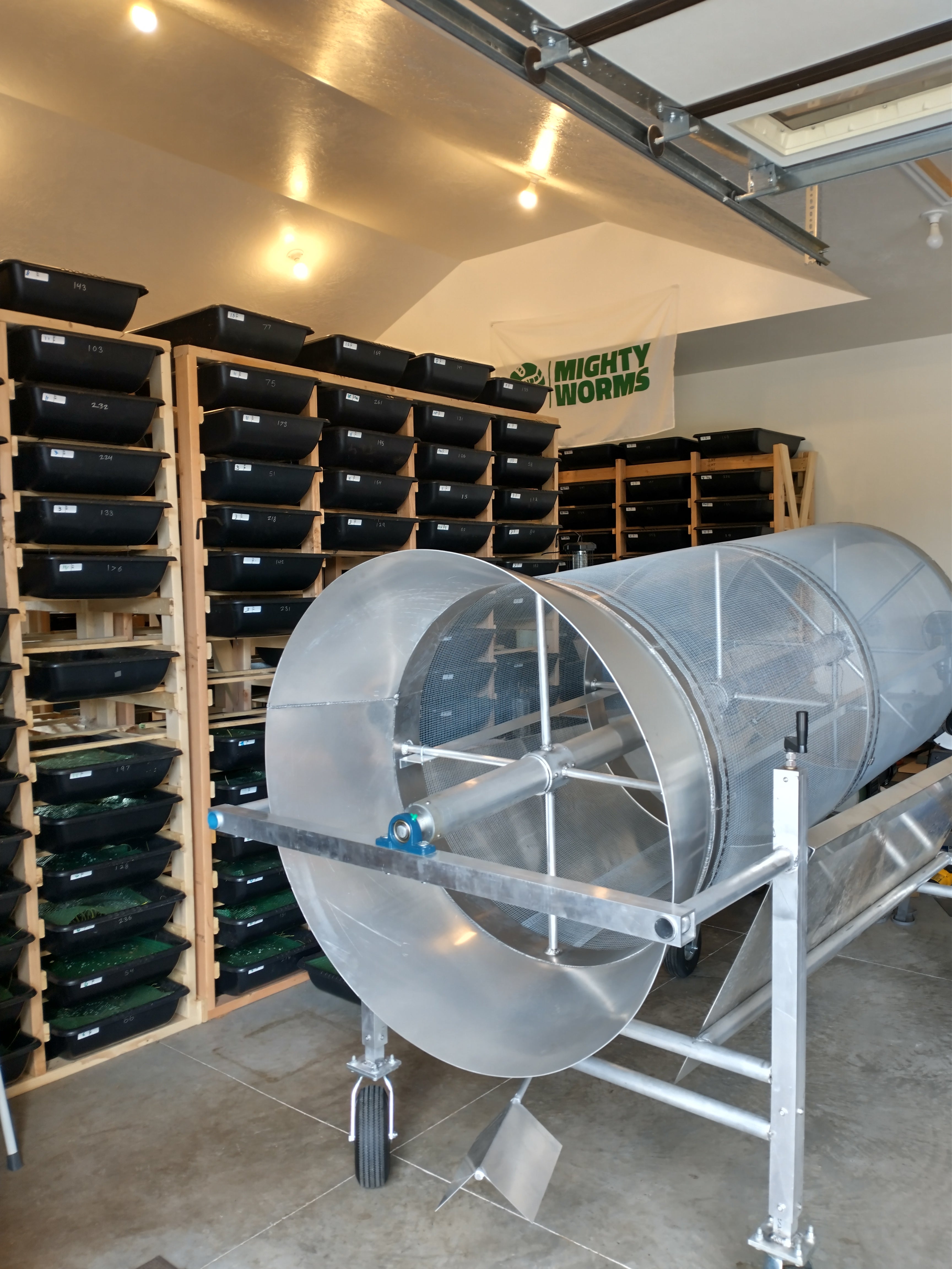 Worm Farm Set Up with Trommel and Breeding Trays